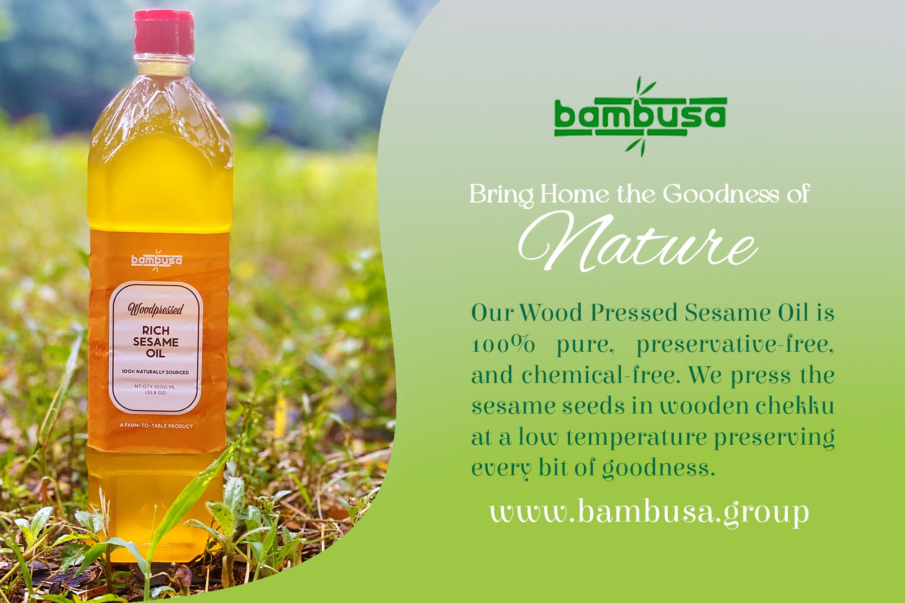 Bambusa's Cold Pressed Premium Sesame Oil (Palm Jaggery based) - PET Packing